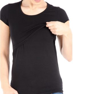 Majica za dojenje kratek rokav Basic - Črna