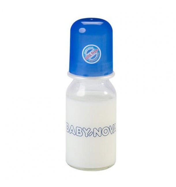 BabyNova Baby Glas-Flasche 125 Ml - Mit Silikonsauger Kirschform