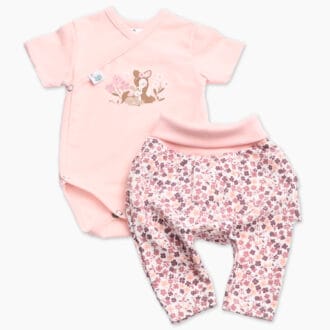2-delni bombažni kompletek za dojenčka Sivili - Pink Bambi