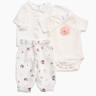 Muslin kompletek za dojenčka Sivili - Vintage Flowers