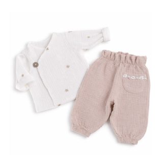 Muslin komplet za dojenčka Sivili - Flowers