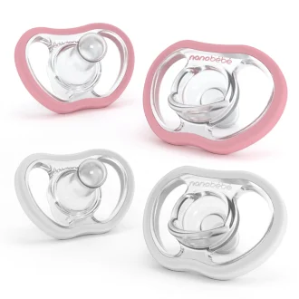 Nanobébé Flexi silikonska duda pak.4 (4m+) White/Pink