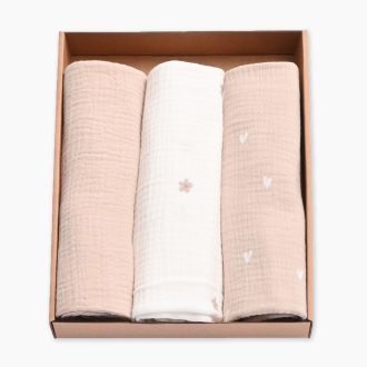 Komplet 3 muslin pleničk Sivili - Vintage Flowers