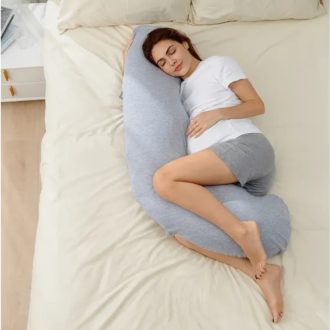 Nosečniška blazina Momcozy® J-Shaped Jersey Light Grey