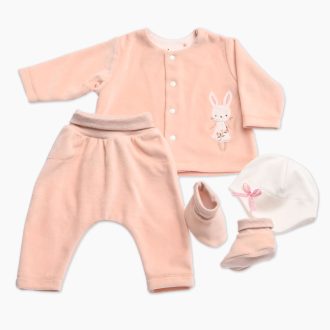 Zimski 4 delni kompletek za novorojenčka - Pink Bunny